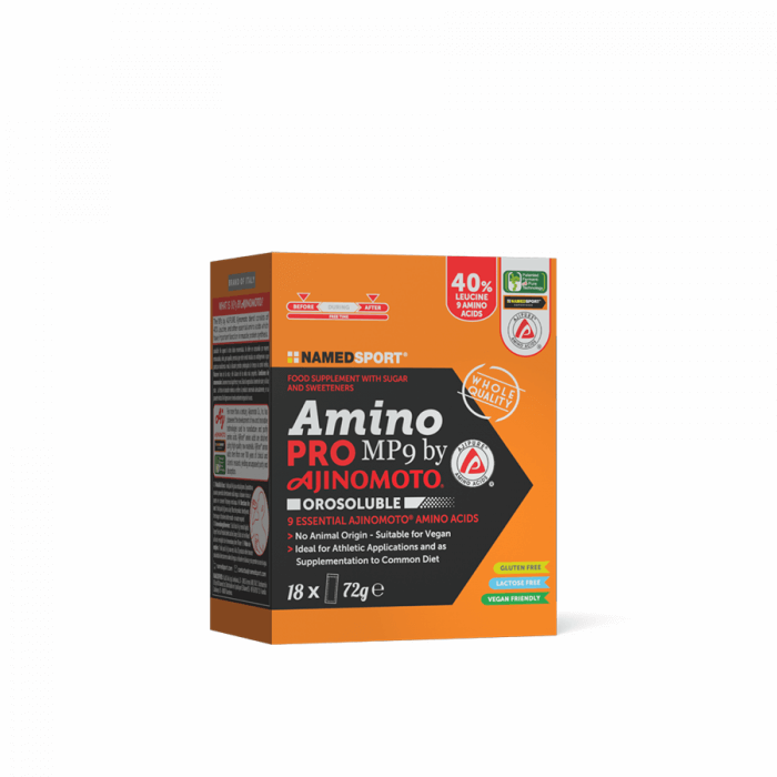 Aminokyseliny NAMEDSPORT Amino Pro MP9 18x4g, esenciální aminokyseliny v sáčcích
